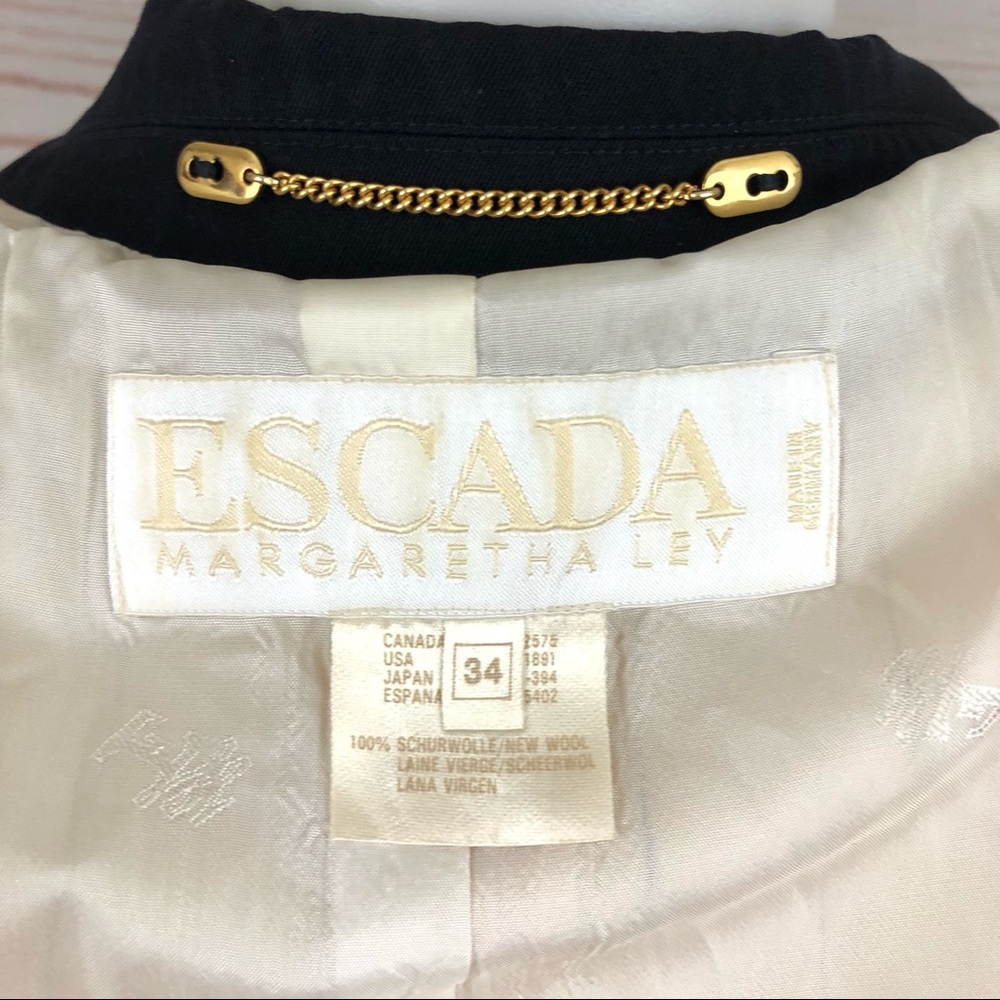 Vintage Escada Pinstriped Business Blazer Skirt Suit - Picture 5 of 15